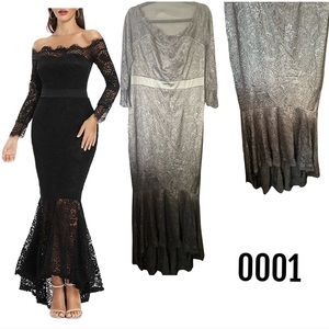 Women’s floral lace mermaid dress off the shoulder.